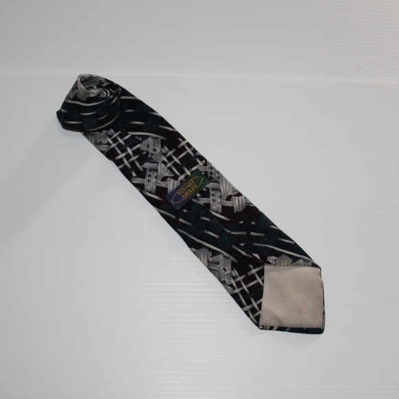 Mens Tie, Stuart Ashley, Abstract Black Gray, 100s - Picture 2 of 4